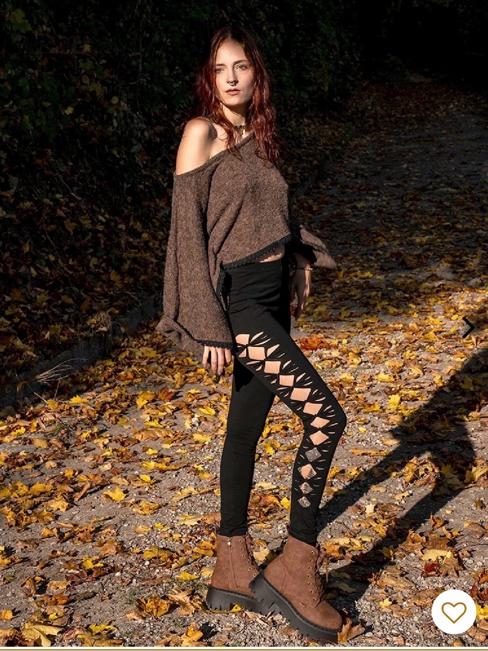 Toonzshop "Shinta" OpenWeave Long Black Leggings, Medium Festival Fairycore Boho